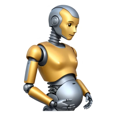 Pregnant male robot. Profile view. Facing left. 2 dimensional emoji style. sticker