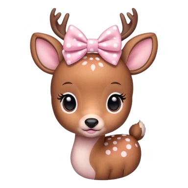 cute lil deer with a lil baby pink bow and white dots on it  sticker