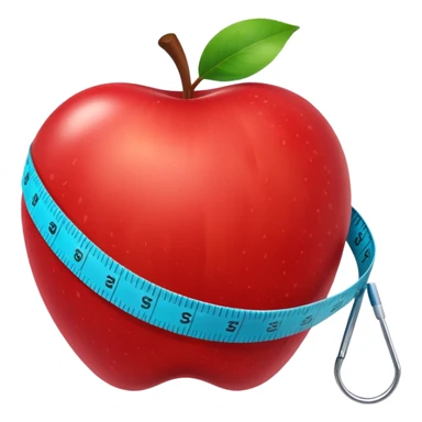 apple with a measuring tape sticker
