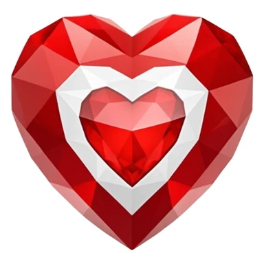 white and red geometric jewel heart sticker