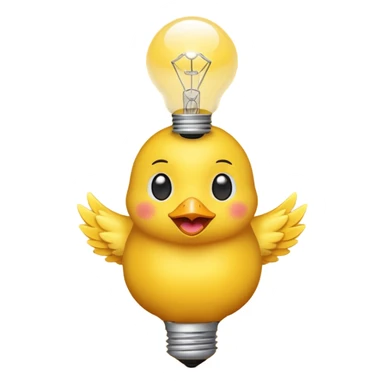 A smart chick emoji with a lightbulb above its head sticker