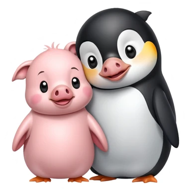 Penguin love pig sticker