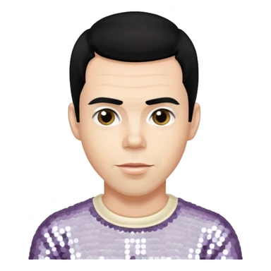 Steve O from Jackass with black hair, cream sequin outfit sticker