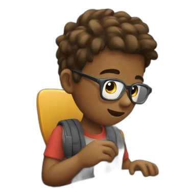 boy coding on laptop sticker