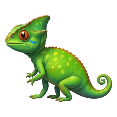 please create an animated color changing emoji that can be used as favicon . the default colour must be green and then its colour must change. the chemeleon should look to the left side. The chemeleon should look happy sticker