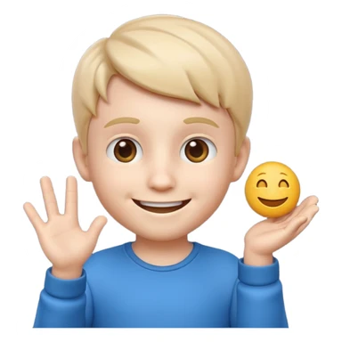 3D imoji of  The little boy who is a magic designer, he is a graphic designer, he should not be holding anything sticker