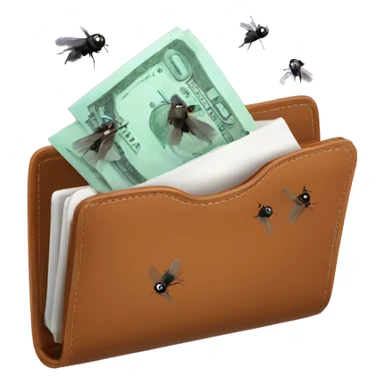 open wallet with flies flying out of it  sticker