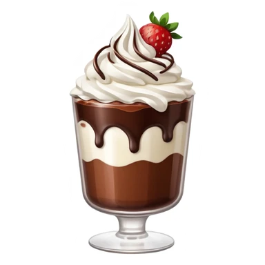 Un vaso cubierto de chocolate que arriba se vea crema batida mym y fresas encima  sticker