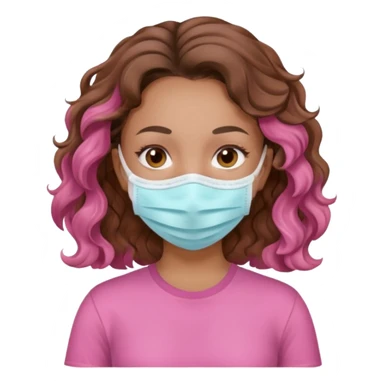 lightskin girl having a spa day with mask and pink shirt and brown wavy hair  sticker