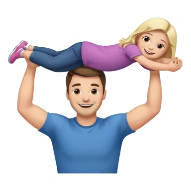 a dad lifting his daughter   sticker