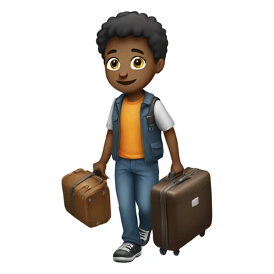 Boy carrying suitcase sticker