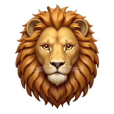 Cinematic Noble Lion Portrait Emoji, Poised and regal, with a powerful, muscular build and a majestic, tawny mane, deep-set soulful amber eyes, Simplified yet sharp and sophisticated features, highly detailed, glowing with a warm, dignified glow, high shine, intelligent and fierce, stylized with an air of wild majesty, focused and attentive, soft glowing outline, capturing the essence of a watchful and confident king, so majestic it feels as though it could roar out of the screen with effortless authority! sticker