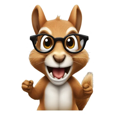 a squirrel holding an acorn, wearing glasses, screaming at the viewer that this is "fucking nuts" sticker