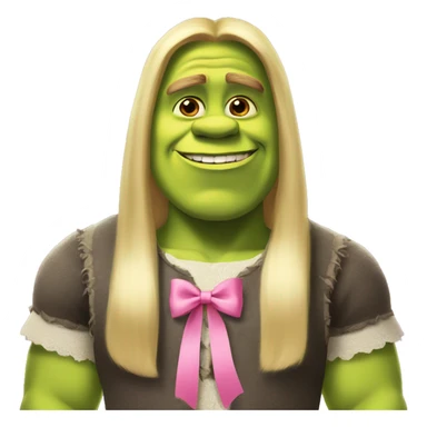 shrek with pink bow in his long blonde hair  sticker