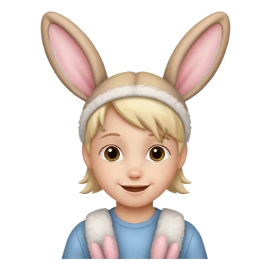 kid with bunny ears sticker