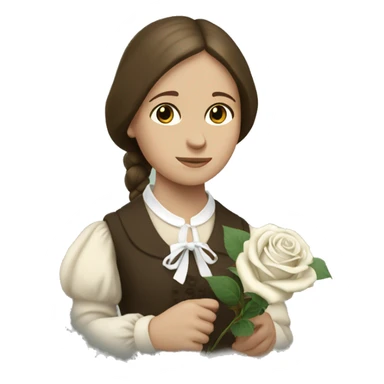Charlotte Bronte holding a white rose in her hand sticker