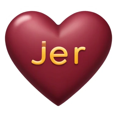 Burgundy heart with the letters Jer in the middle  sticker