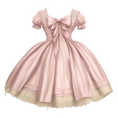 highly detailed pale pink rococo Vintage bow dress with lace and florals  sticker