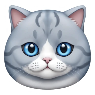 British shorthair blue and white cat with round face and plush fur sticker