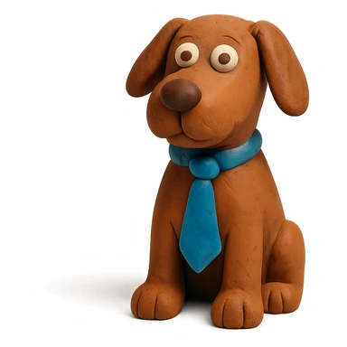 claymation style dog wearing a tie sticker