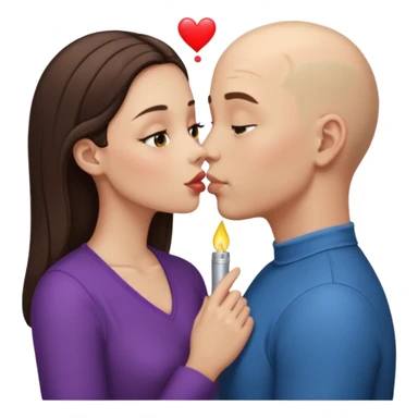 Tall Bald boy kissing a brunette girl  sticker