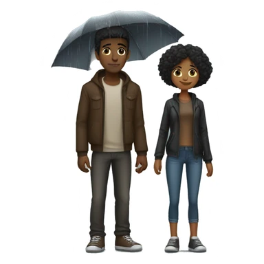 Tall brown young bf with short with gf in the heavy rain sticker