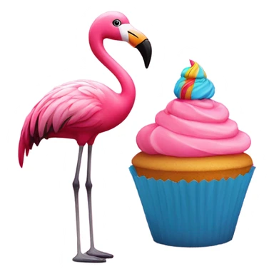 Pink flamingo with a cupcake sticker