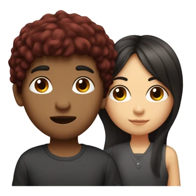 Girl dark red hair  kissing boy with dark hair mullet sticker