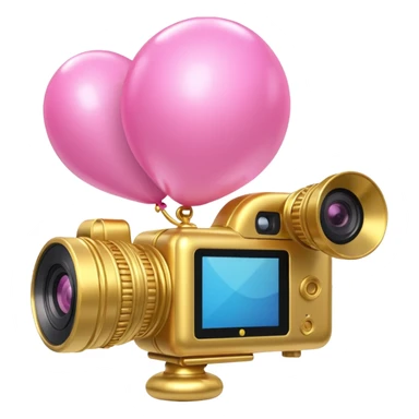 gold rococo pink inflatable puffy balloon camcorder sticker