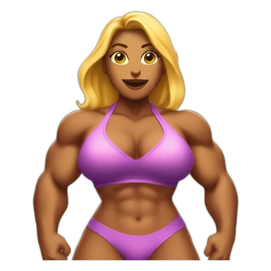Giant Muscular woman bikini in a city sticker