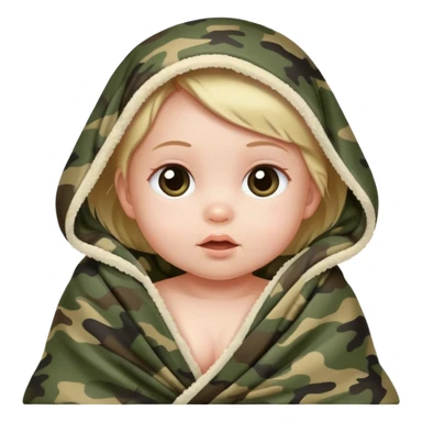Baby girl wrapped in a camo blanket ￼ sticker