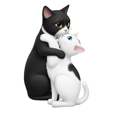 black and white cat kissing  sticker