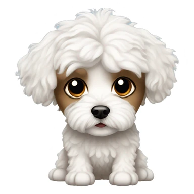 white maltipoo dog girl with brown dry tears sticker
