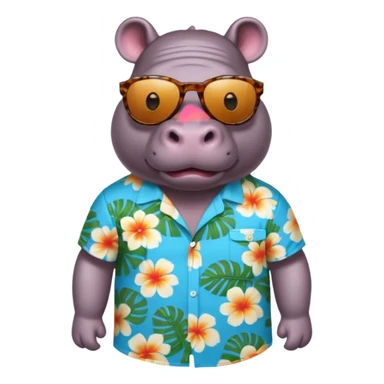 hippo with aloha shirt wearing sunglasses sticker