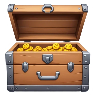 modern open chest, clay material, low detailed, casual game, mobile game sticker