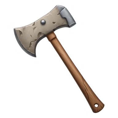 cartoon stone age axe, chunky stone blade, short wood handle sticker