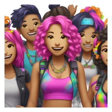 Rave leader Asian girl sticker