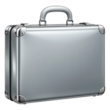 A luxury briefcase emoji made of polished silver chrome, smooth rectangular shape, metallic reflections, minimal high-end design, swag business aesthetic, iOS emoji style, centered, clean white background
 sticker