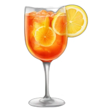 Aperol spritz in a high glass with a slice of lemon on the right side only sticker
