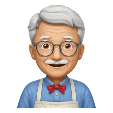 grandpa with apron, wearing glasses, focus status sticker
