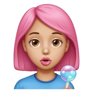 eye roll blowing bubble gum sticker