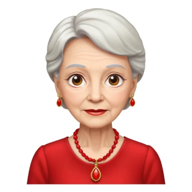 elderly woman with red dress and red necklace  sticker