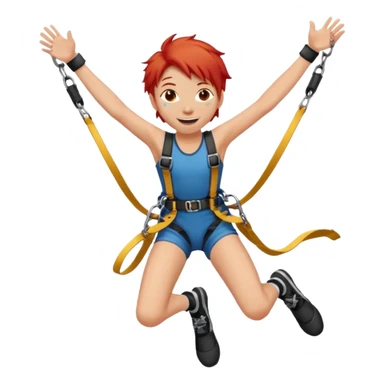 bungee jumping face only with hair flying red hair long sticker