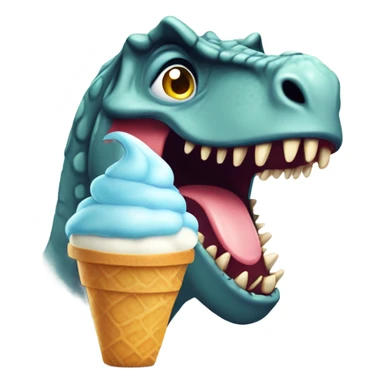 Dinosaurio riendo y comiendo helado sticker