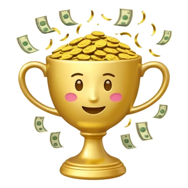 a winnig cup with money symbol emoji sticker