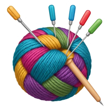 a ball of wool with a knitting needle sticker