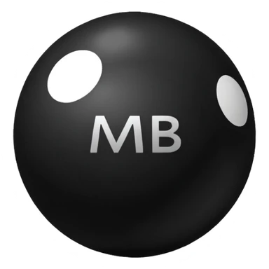 Black Ball with MB written on it sticker