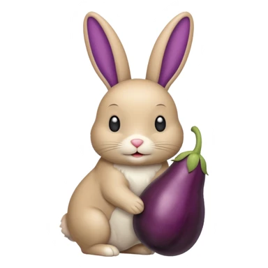 Un lapin beige avec une aubergine sur la tête sticker