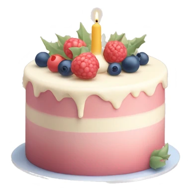 Emoji of a New Year's cake with delicate cream and minimalistic decorations (for example, a few berries or small Christmas tree toys). Warm pastel shades, clean lines sticker