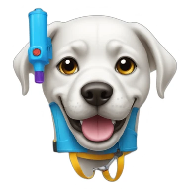 dog with a water gun sticker